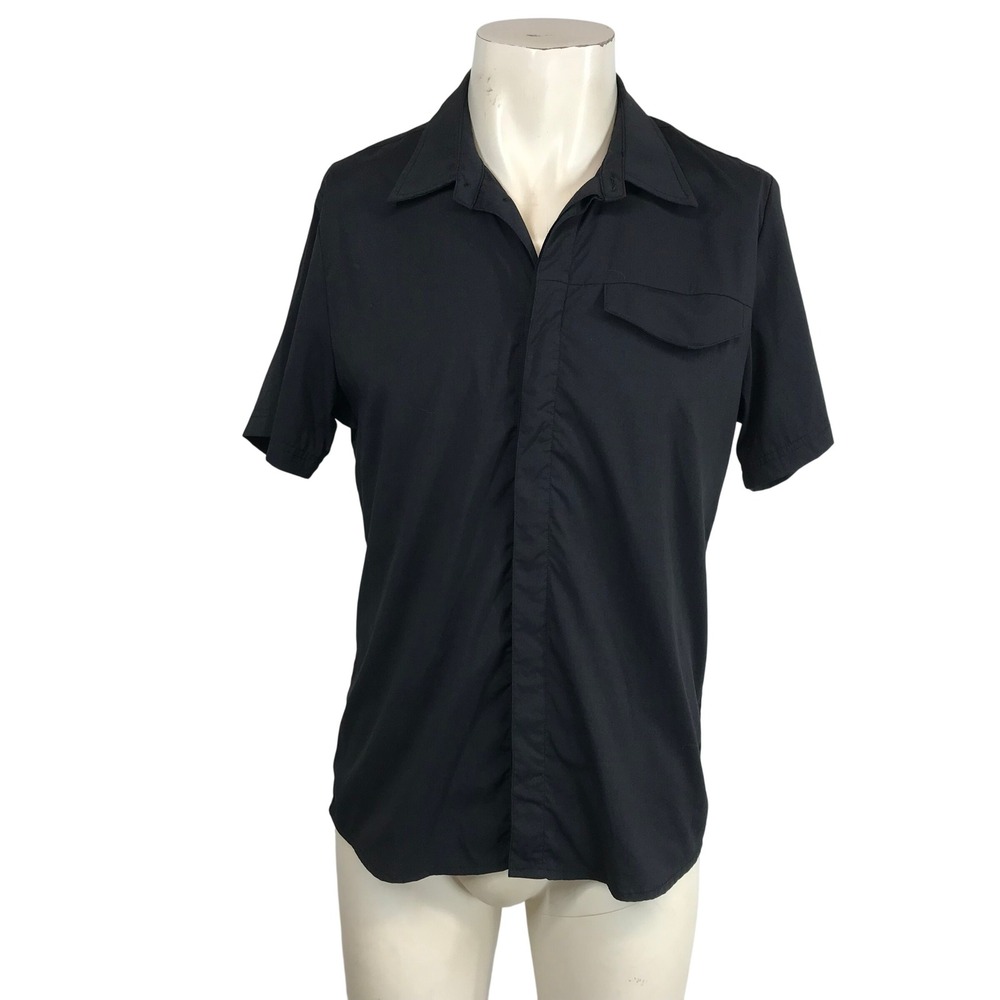 Giro Sport Design Black Short Sleeve Button Up Shirt Men Medium